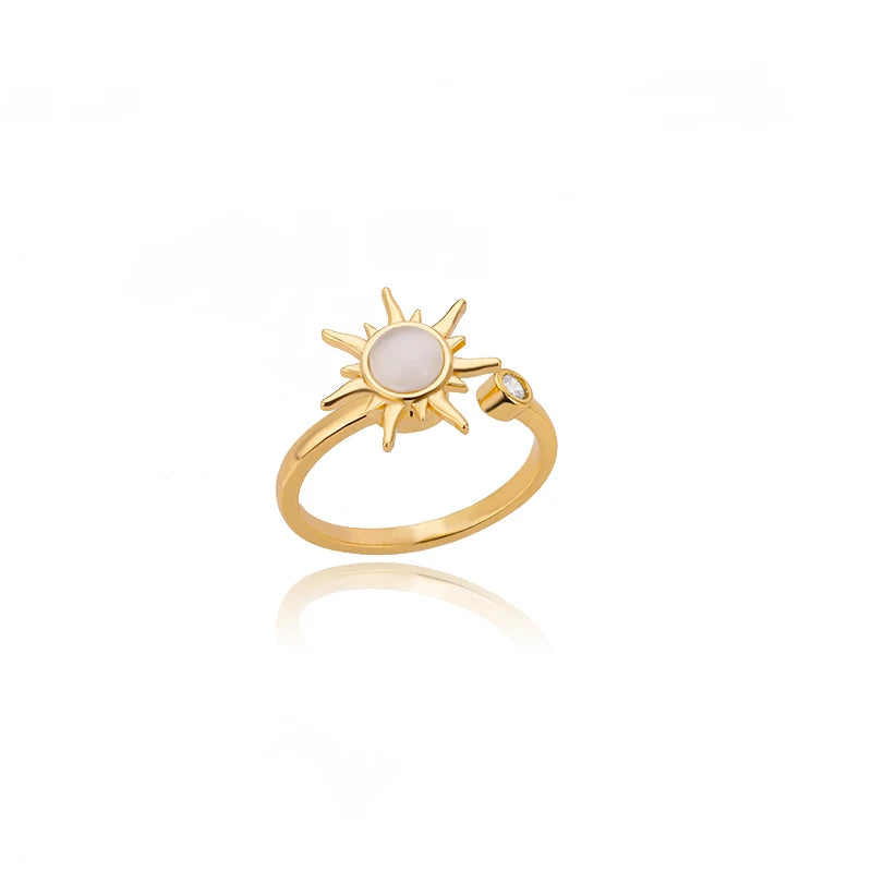 Stainless Steel Rings for Women 2024 Trend Open Gold Color Double Bead Ball Ring Wedding Aesthetic Jewelry Couple Gift Anillos