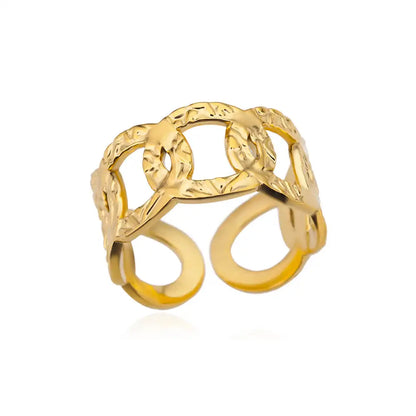 Stainless Steel Rings for Women 2024 Trend Open Gold Color Double Bead Ball Ring Wedding Aesthetic Jewelry Couple Gift Anillos