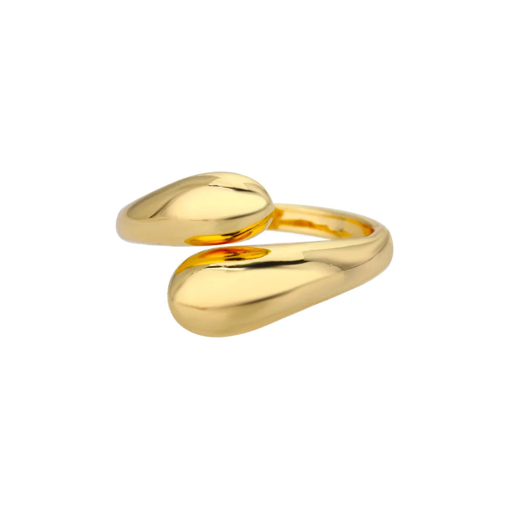 Stainless Steel Rings for Women 2024 Trend Open Gold Color Double Bead Ball Ring Wedding Aesthetic Jewelry Couple Gift Anillos