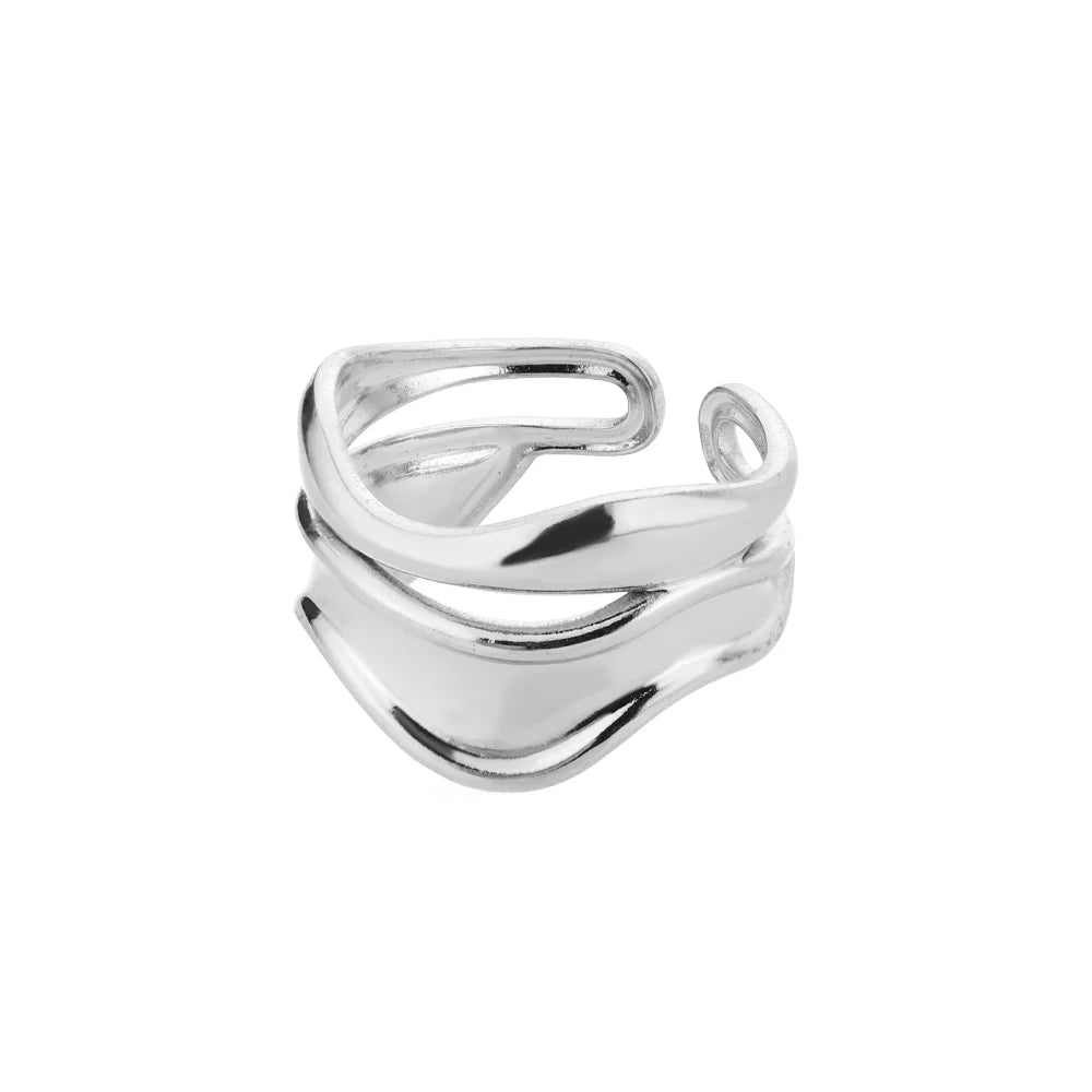 Stainless Steel Rings for Women 2024 Trend Open Gold Color Double Bead Ball Ring Wedding Aesthetic Jewelry Couple Gift Anillos