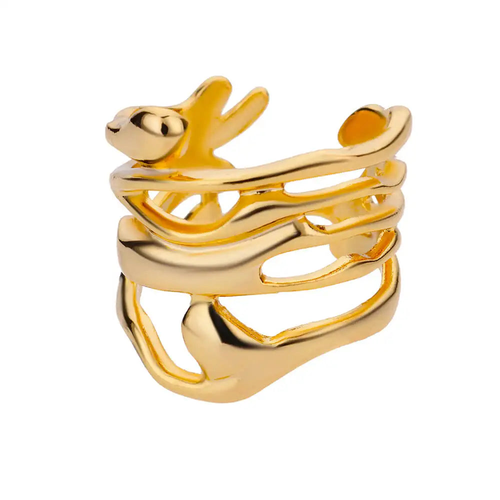 Stainless Steel Rings for Women 2024 Trend Open Gold Color Double Bead Ball Ring Wedding Aesthetic Jewelry Couple Gift Anillos