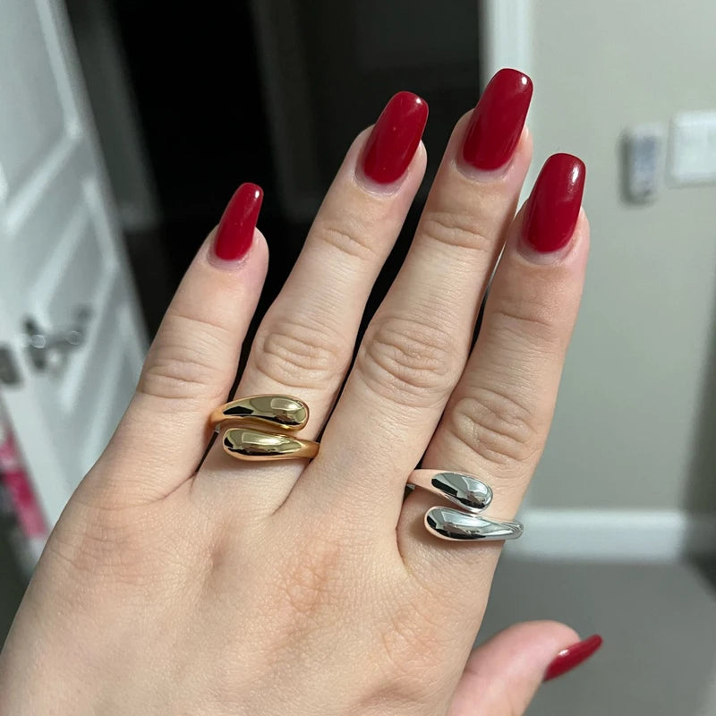 Stainless Steel Rings for Women 2024 Trend Open Gold Color Double Bead Ball Ring Wedding Aesthetic Jewelry Couple Gift Anillos