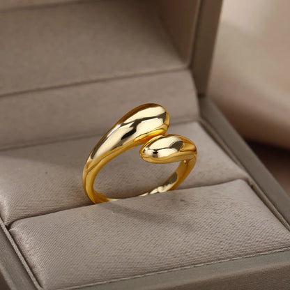Stainless Steel Rings for Women 2024 Trend Open Gold Color Double Bead Ball Ring Wedding Aesthetic Jewelry Couple Gift Anillos