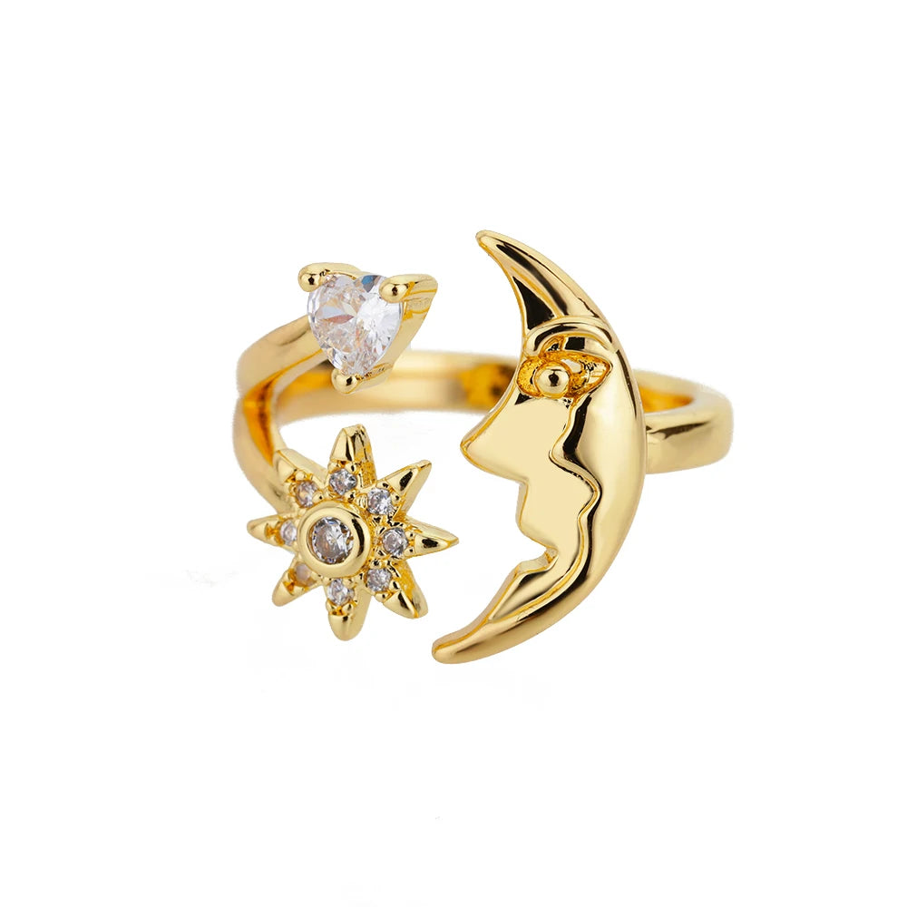 Stainless Steel Rings for Women 2024 Trend Open Gold Color Double Bead Ball Ring Wedding Aesthetic Jewelry Couple Gift Anillos