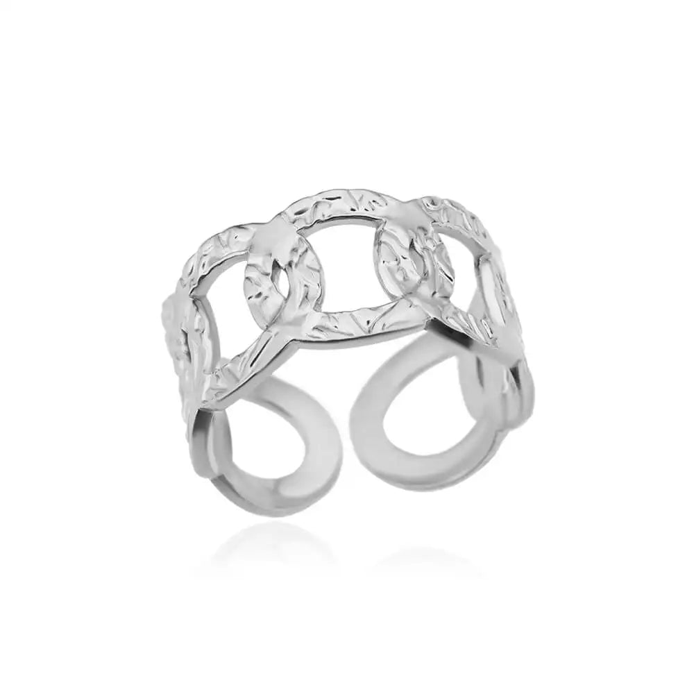 Stainless Steel Rings for Women 2024 Trend Open Gold Color Double Bead Ball Ring Wedding Aesthetic Jewelry Couple Gift Anillos