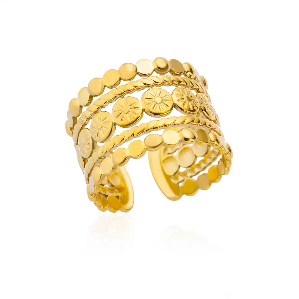 Stainless Steel Rings for Women 2024 Trend Open Gold Color Double Bead Ball Ring Wedding Aesthetic Jewelry Couple Gift Anillos